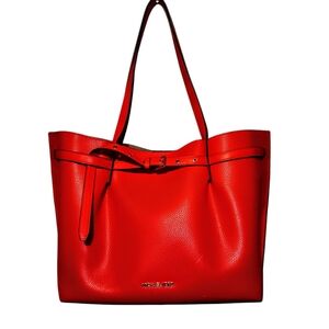 Michael Kors Red Emilia Large Pebbled Leather Tote Bag NWOT